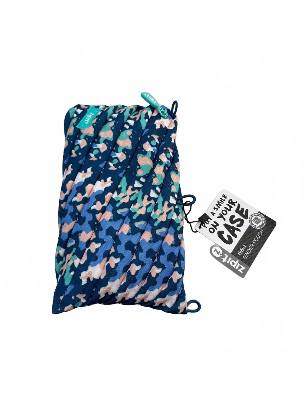 NWT ZIPIT Colorz 3 Ring Binder Pencil Pouch Blue Abstract Camo Case